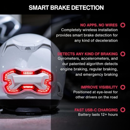 Brake free helmet light - Intelligent wireless motorcycle light