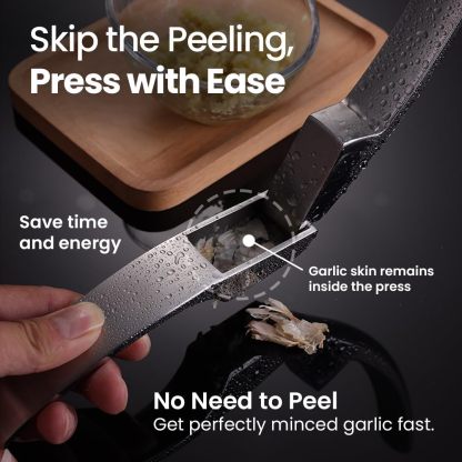 Garlic Press – No Peel Required, Stainless Steel, with Detachable Handle for Easy Crushing