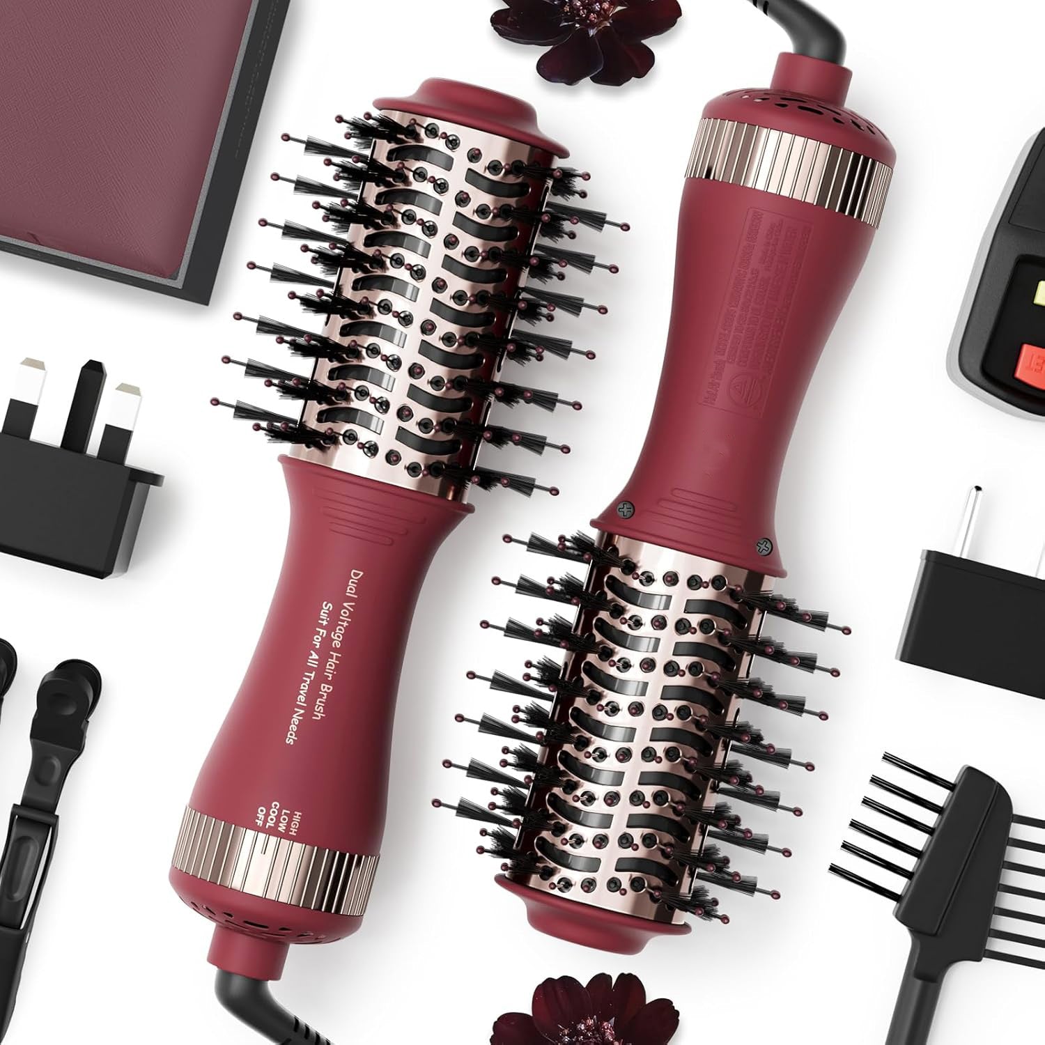 Travel Dual Voltage Hair Dryer Brush 4-in-1 – Portable Mini Hot Air Blow Dryer