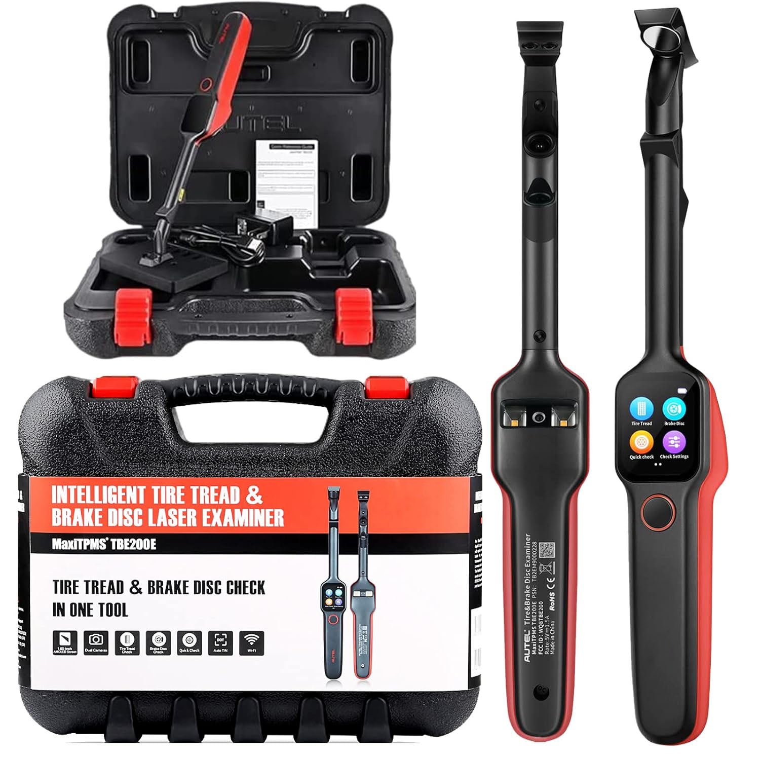 Laser tire tread depth and brake disc measuring instrument