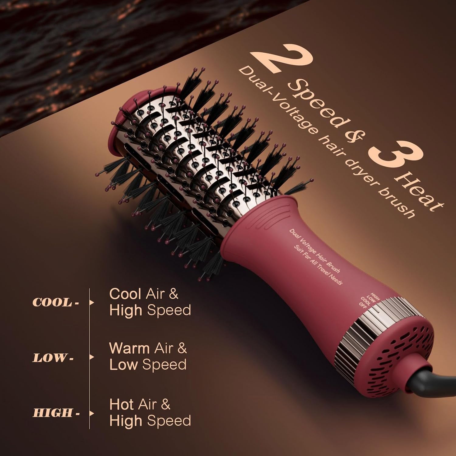 Travel Dual Voltage Hair Dryer Brush 4-in-1 – Portable Mini Hot Air Blow Dryer