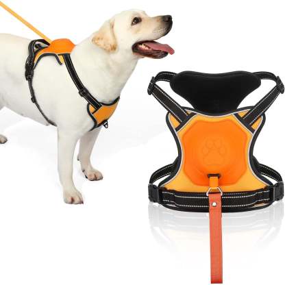 Dog Harness with Retractable Lead – Reflective Anti-Pull Non-Choking Harness with Easy Control Handle, XL