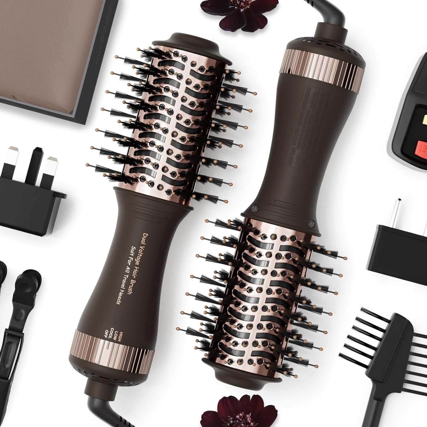 Travel Dual Voltage Hair Dryer Brush 4-in-1 – Portable Mini Hot Air Blow Dryer