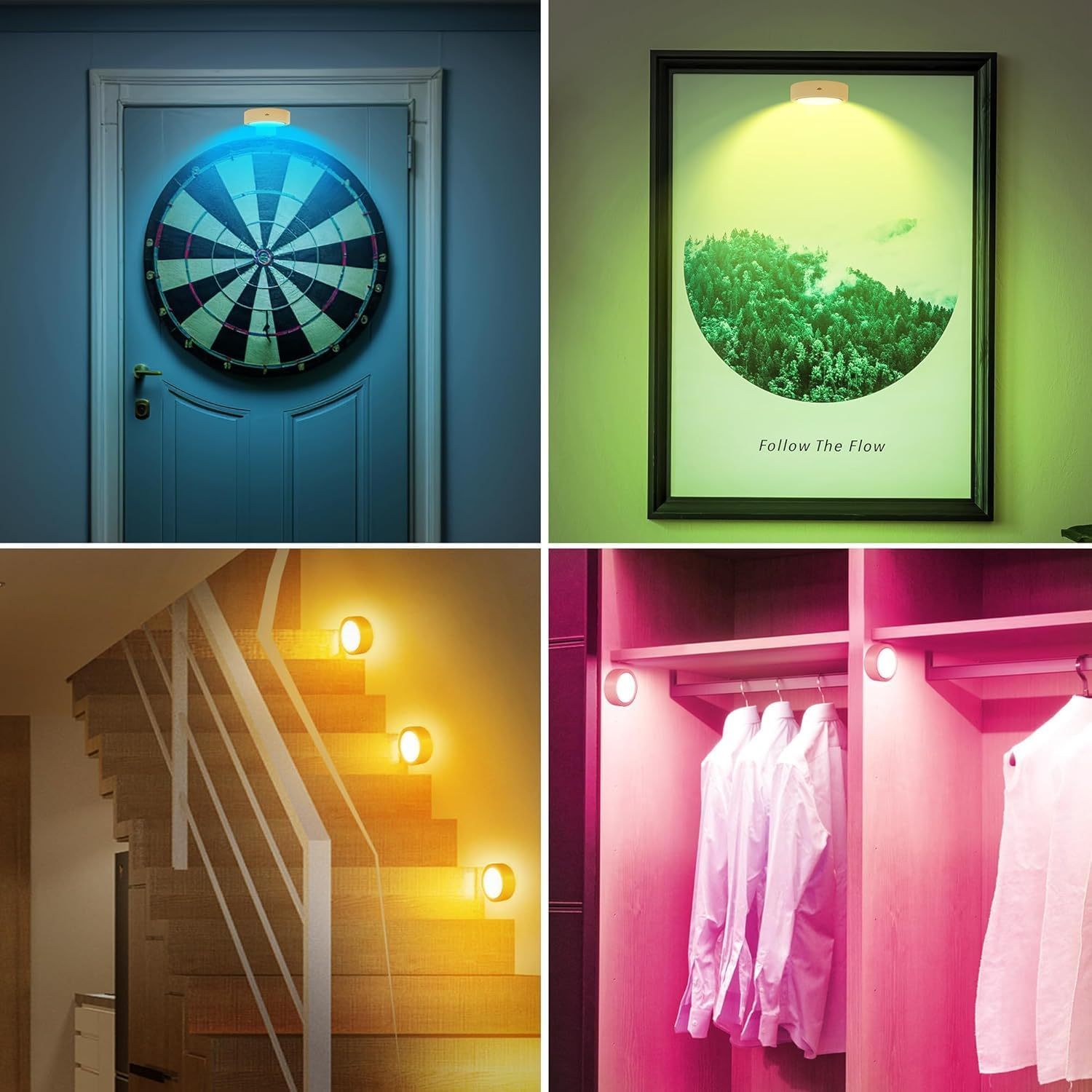3PCS Magnetic LED Picture Lights for Wall – Remote Dimmable with Timer & 13 Lighting Modes