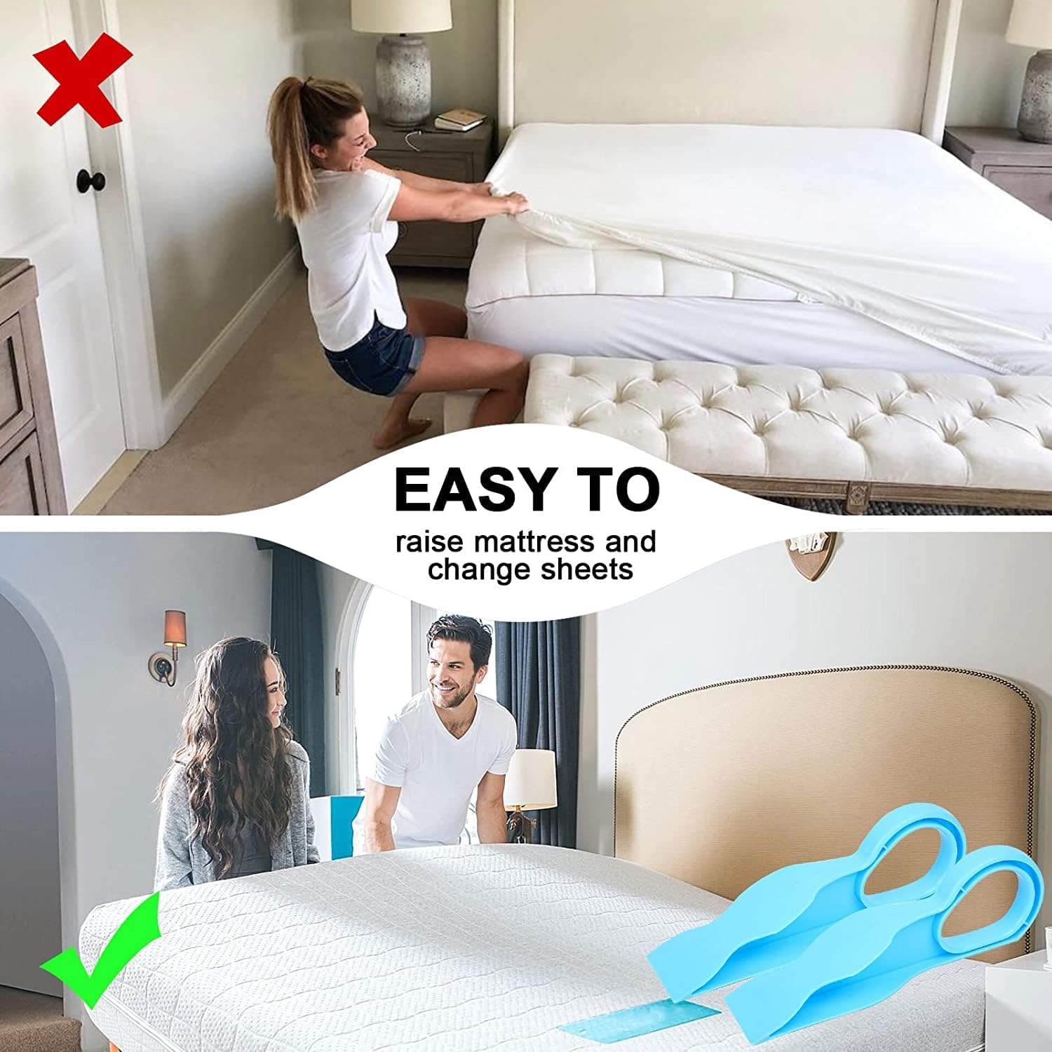 Ergonomic Mattress Lifter and Bed Organizer Tool – Easy Sheet Changing and Back Pain Relief for Hassle