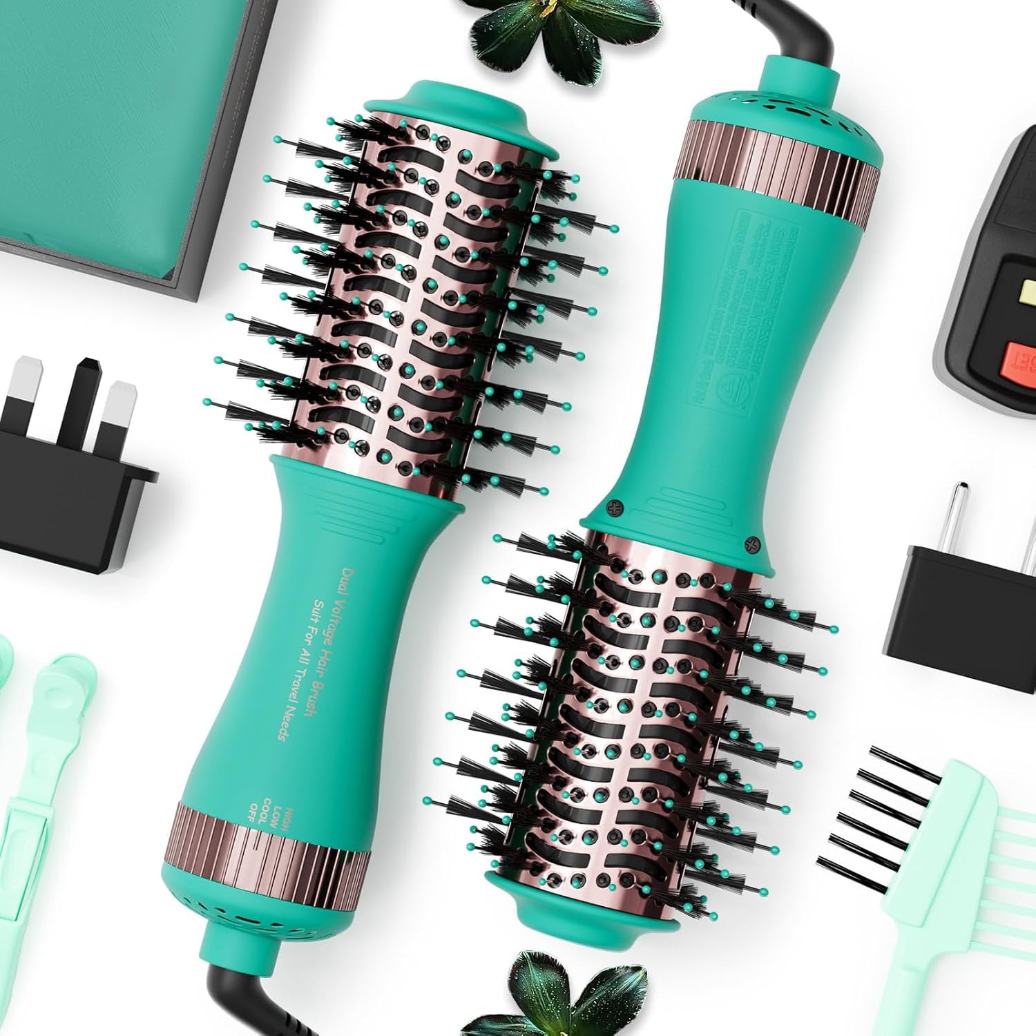 Travel Dual Voltage Hair Dryer Brush 4-in-1 – Portable Mini Hot Air Blow Dryer