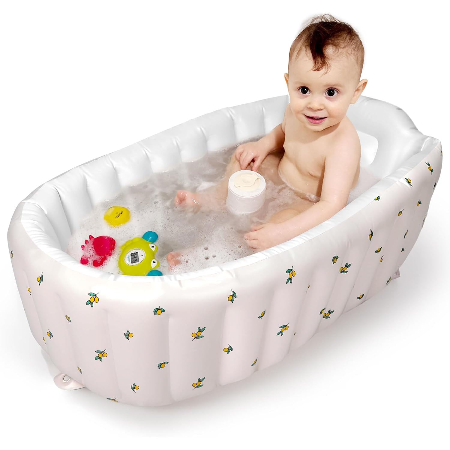 Inflatable Baby Bathtub – Built-in Air Pump, Portable Travel Bathtub with Back Support