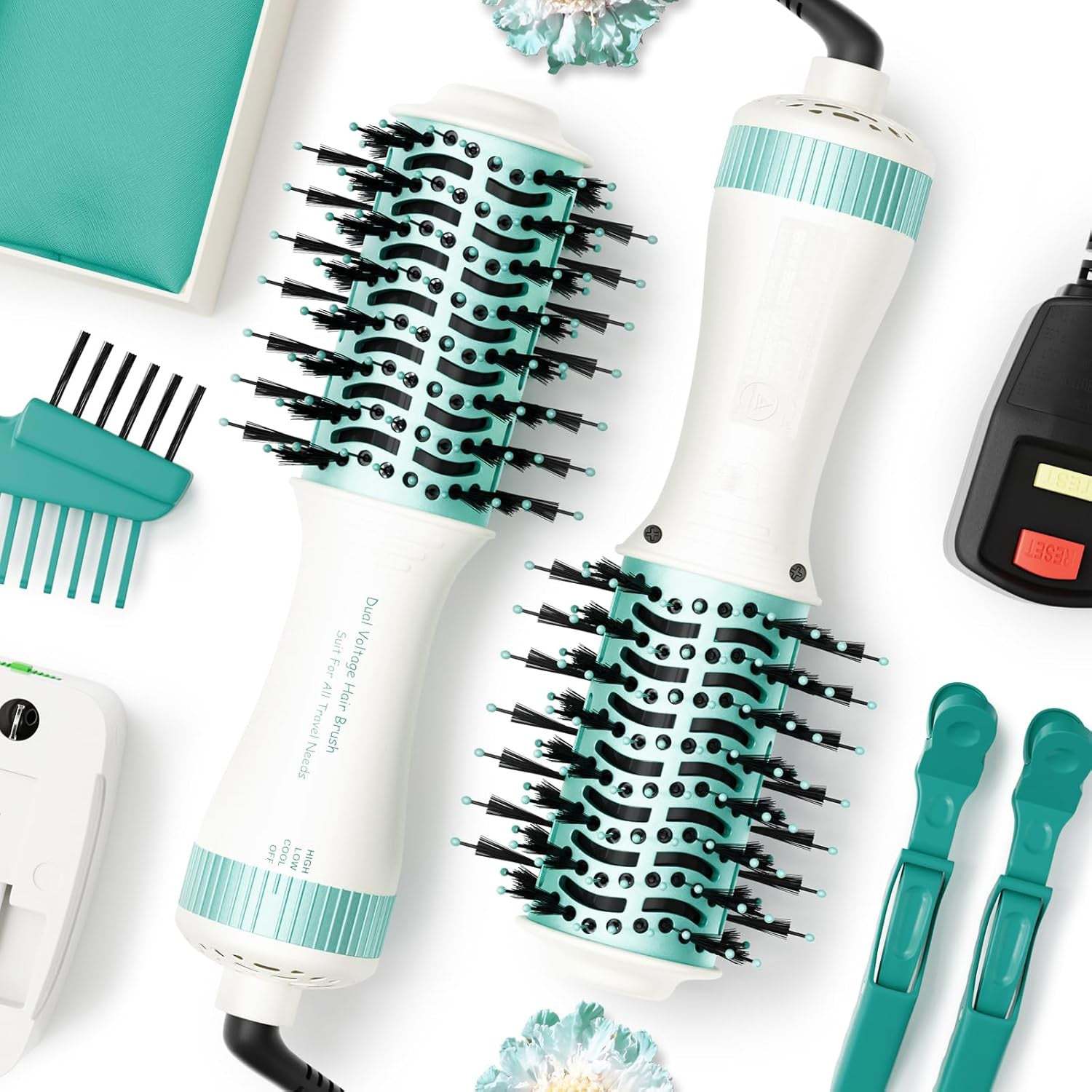 Travel Dual Voltage Hair Dryer Brush 4-in-1 – Portable Mini Hot Air Blow Dryer