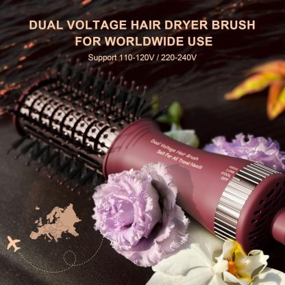 Travel Dual Voltage Hair Dryer Brush 4-in-1 – Portable Mini Hot Air Blow Dryer