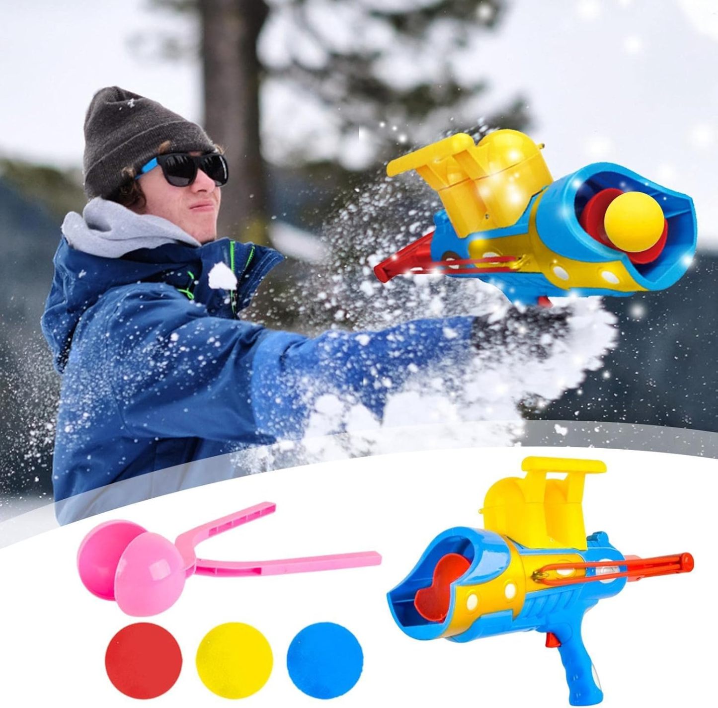 Snow Cannon Snowball Launcher | Winter Outdoor Toy with Snowball Molds for Kids & Adults