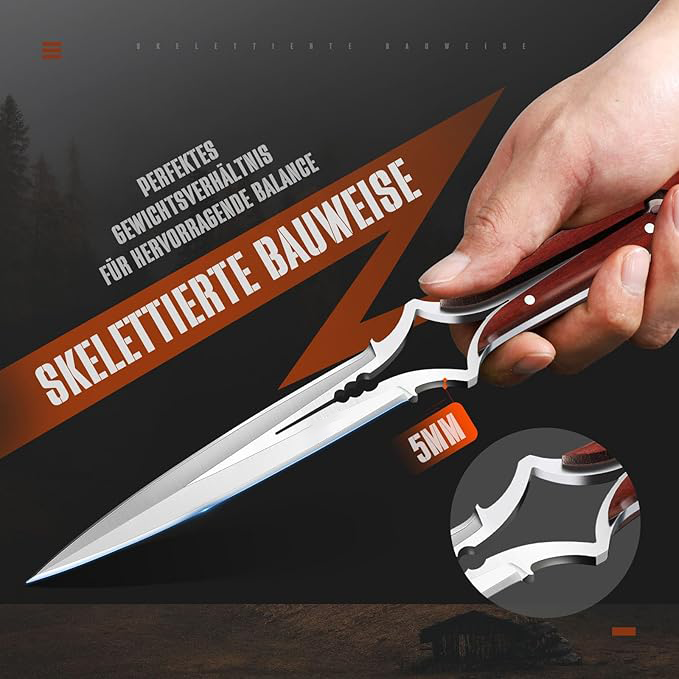 Outdoor survival hunting knife, fixed blade