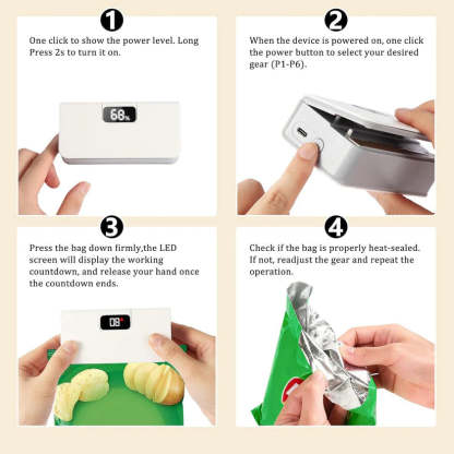 Mini Sealer Machine – Rechargeable Portable Sealing and Cutting Tool with LED Battery Display