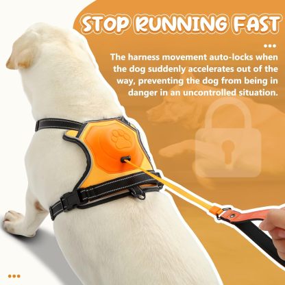 Dog Harness with Retractable Lead – Reflective Anti-Pull Non-Choking Harness with Easy Control Handle, XL