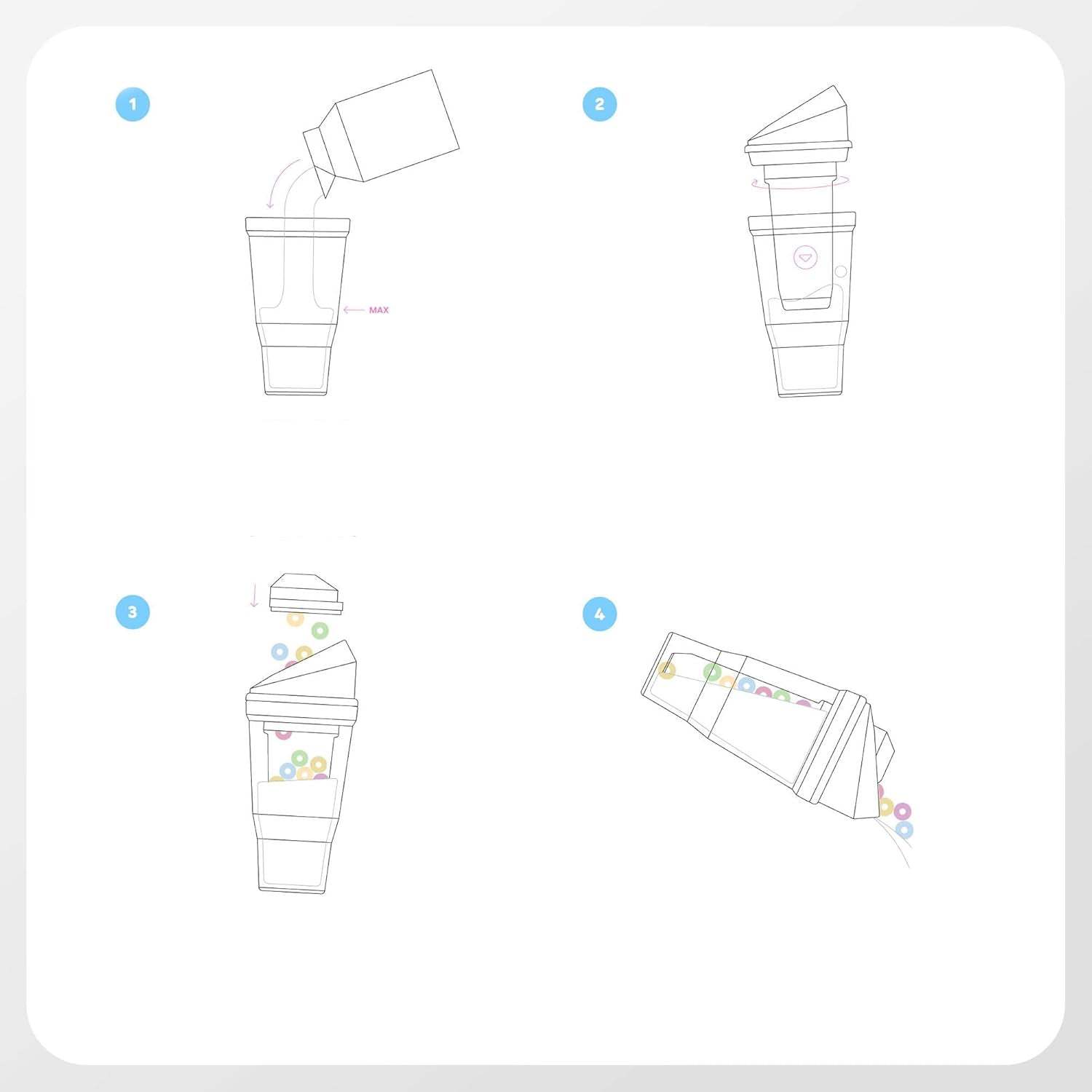 Portable Plastic Cereal Cup | Convenient Breakfast Cereal and Milk Container