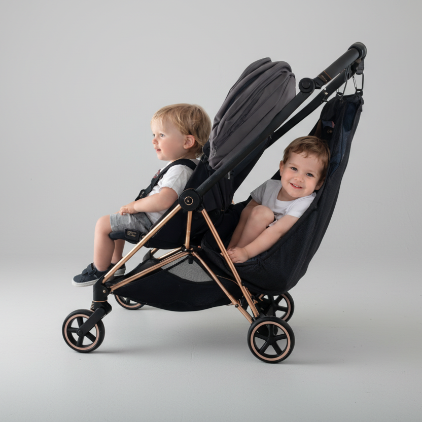Stroller Extra Seat – Clip-On Second Seat for Toddlers, Unrolls in Seconds