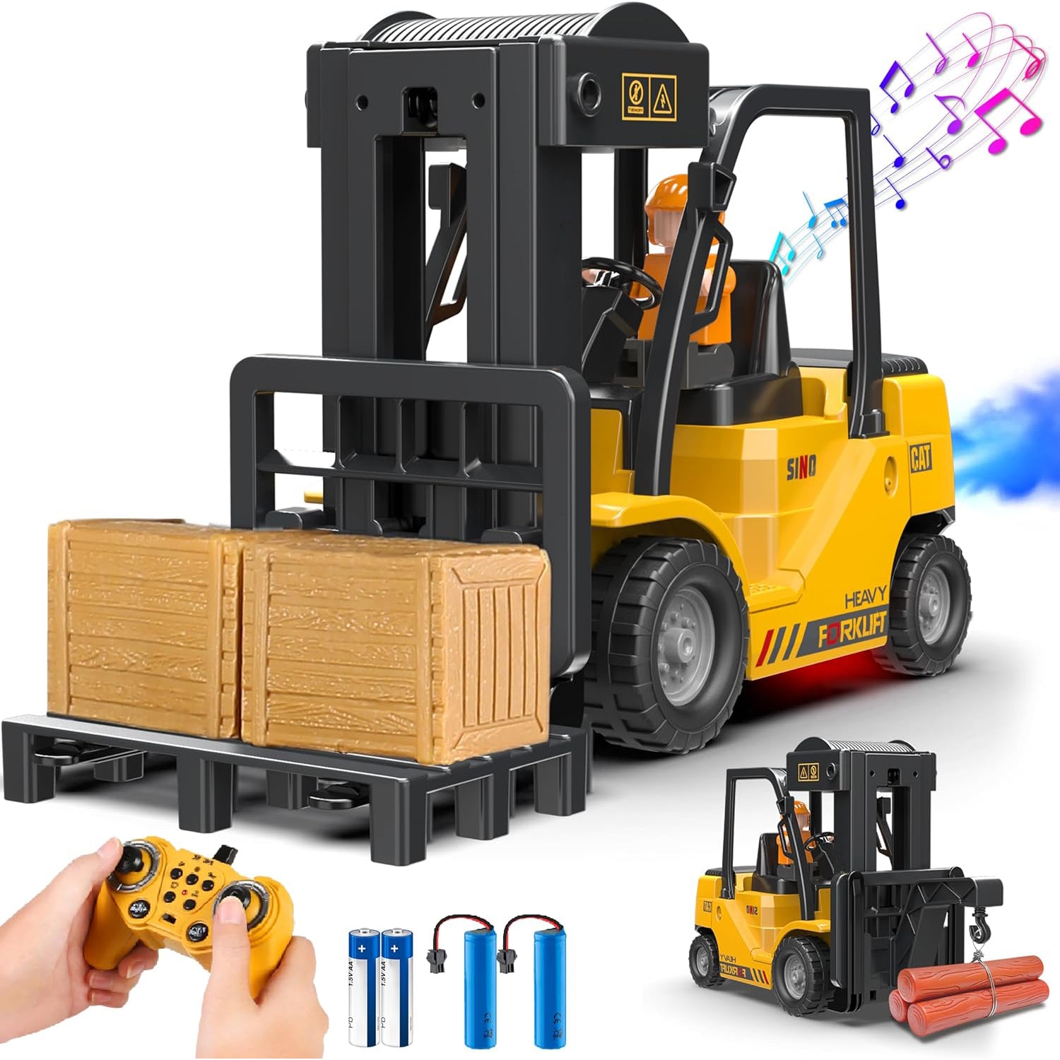 2-in-1 Transform Lift Fork & Hook – RC Forklift Toy for Kids & Adults
