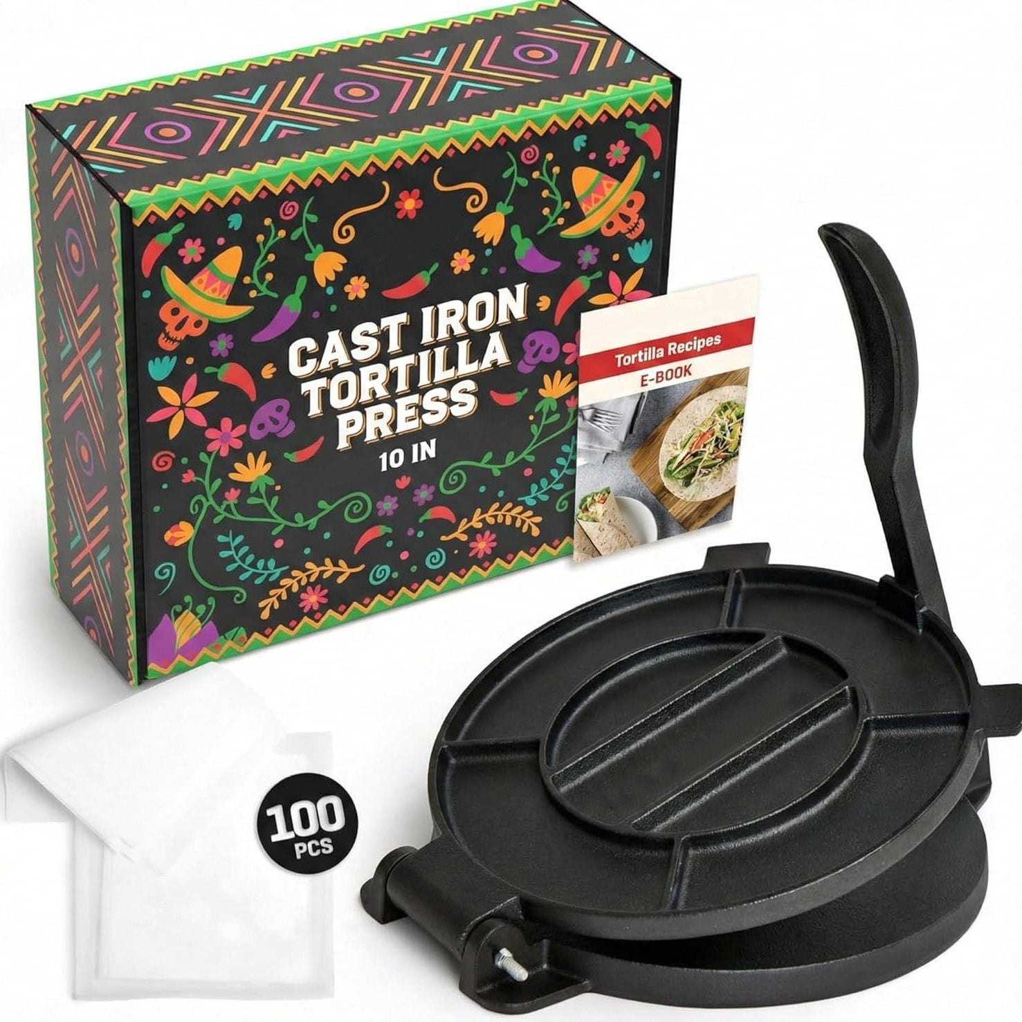 Cast Iron Tortilla Press for Homemade Flatbreads