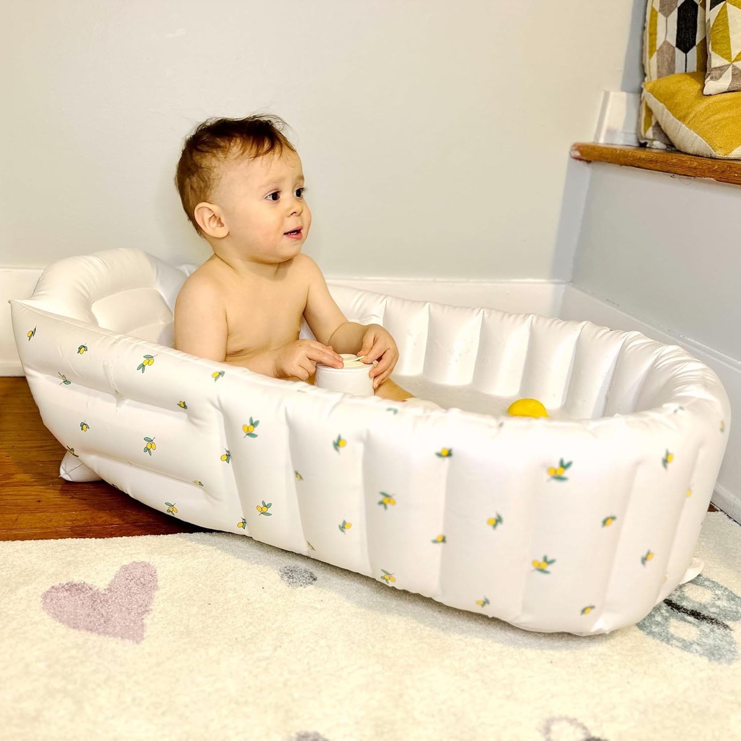 Inflatable Baby Bathtub – Built-in Air Pump, Portable Travel Bathtub with Back Support