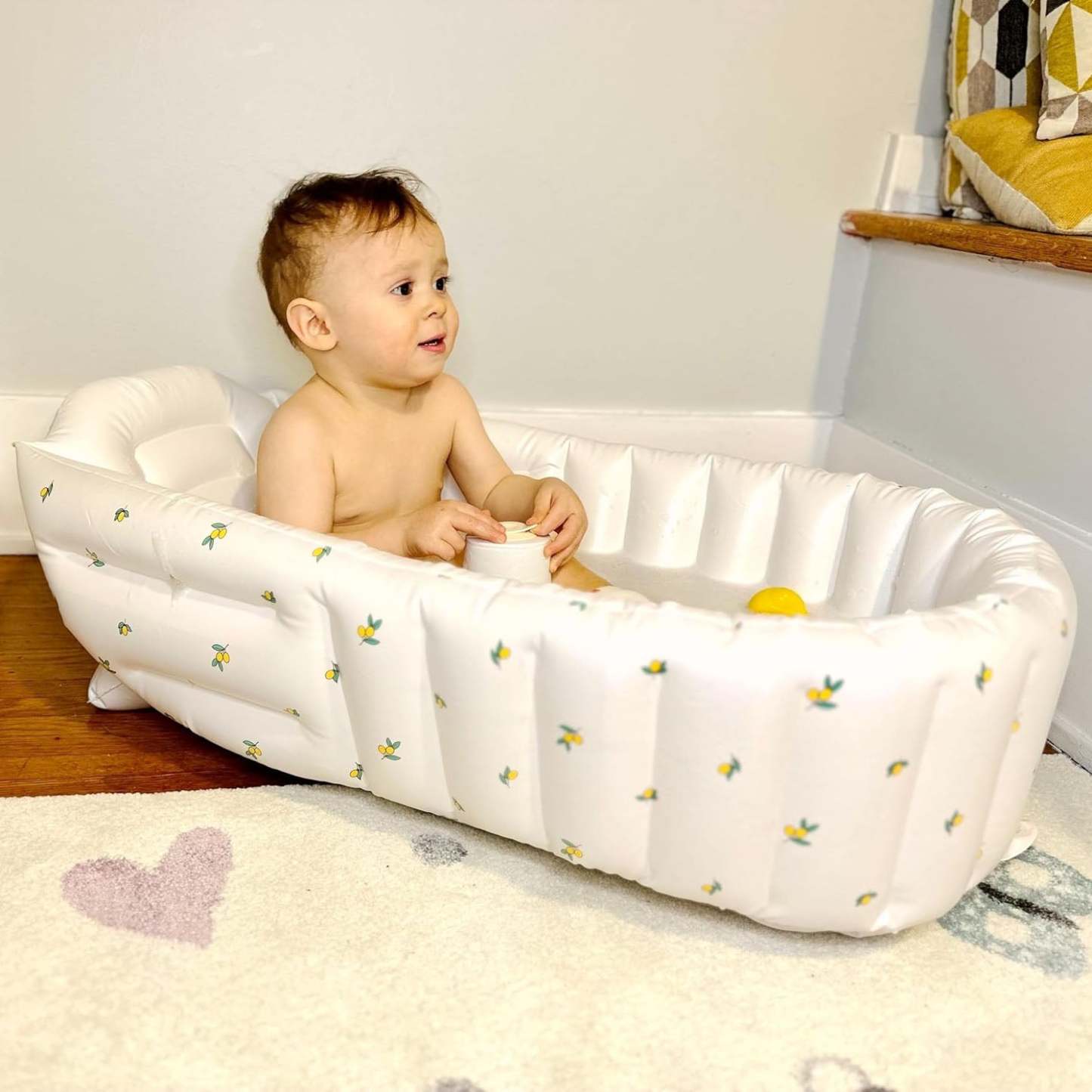 Inflatable Baby Bathtub – Built-in Air Pump, Portable Travel Bathtub with Back Support
