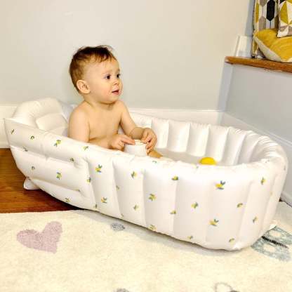 Inflatable Baby Bathtub – Built-in Air Pump, Portable Travel Bathtub with Back Support
