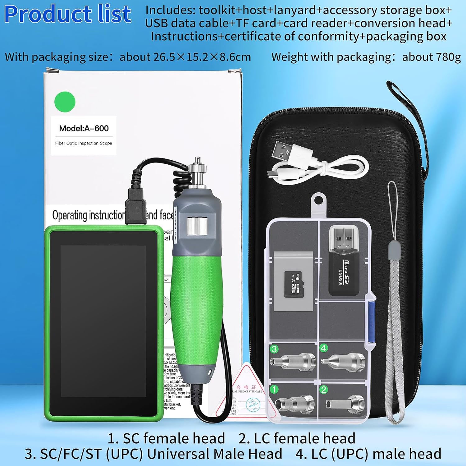 Fiber optic end face inspection instrument