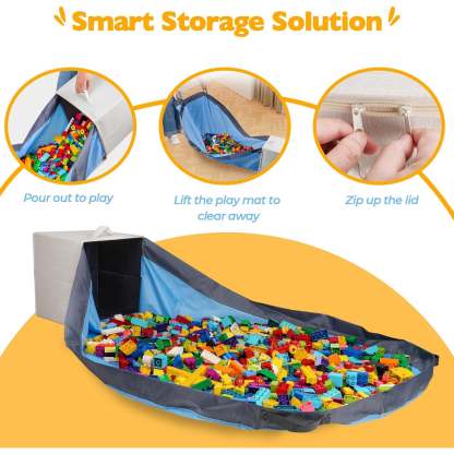 Toy Storage Organizer with Play Mat – 13" Stackable Foldable Cubby Box