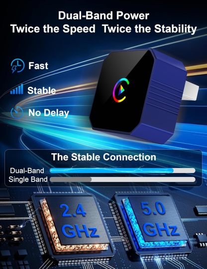 Wireless CarPlay Adapter – 2-in-1 Plug and Play, Seamlessly Switch