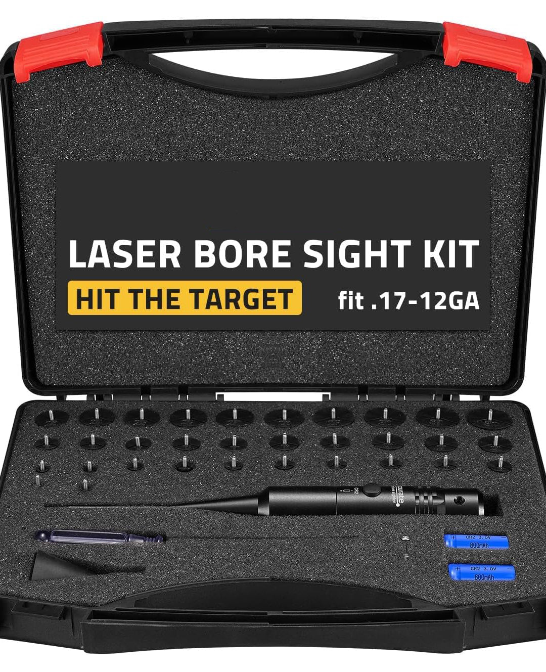 Professional Laser Boresighter Kit – 32 Adapters for .17 to 12 Gauge