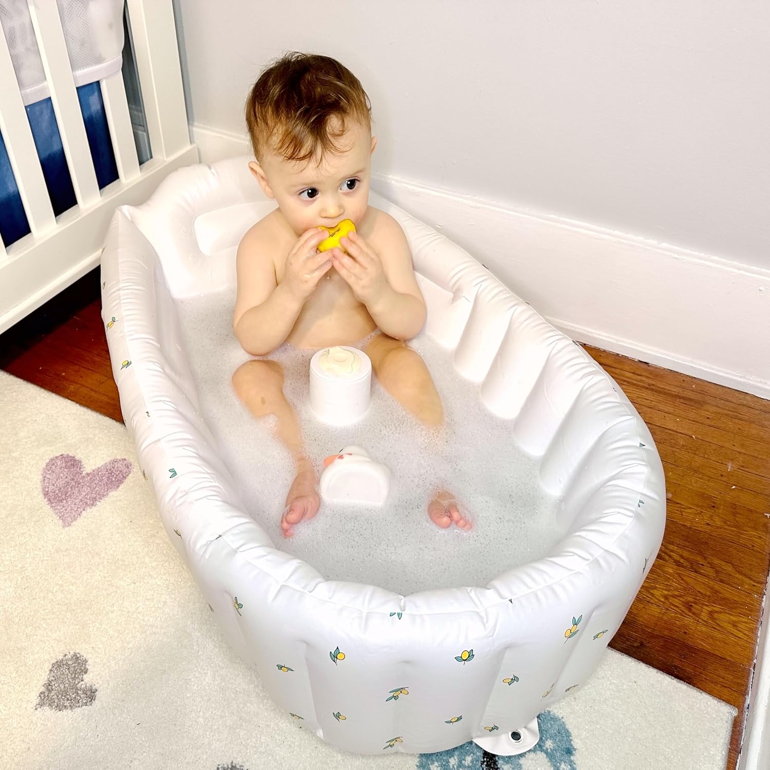 Inflatable Baby Bathtub – Built-in Air Pump, Portable Travel Bathtub with Back Support