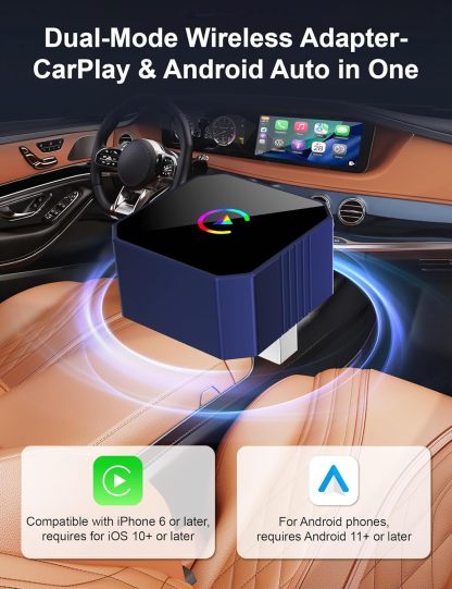 Wireless CarPlay Adapter – 2-in-1 Plug and Play, Seamlessly Switch