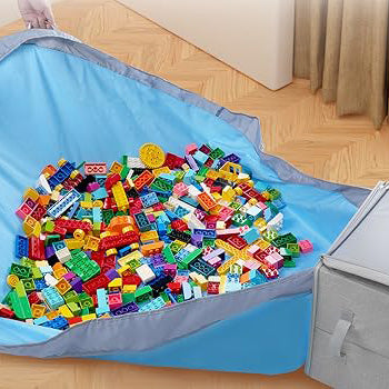 Toy Storage Organizer with Play Mat – 13" Stackable Foldable Cubby Box