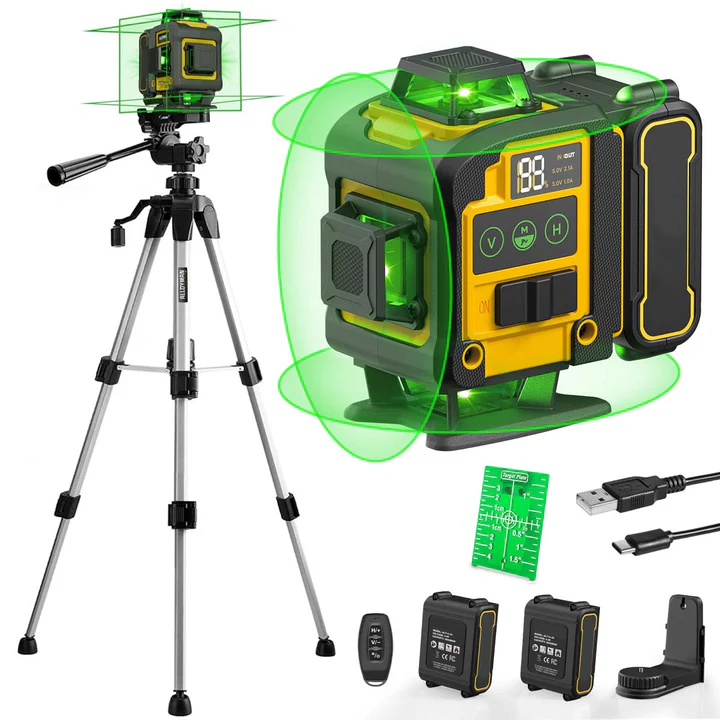 Laser level with tripod, 4x360° self-leveling laser level