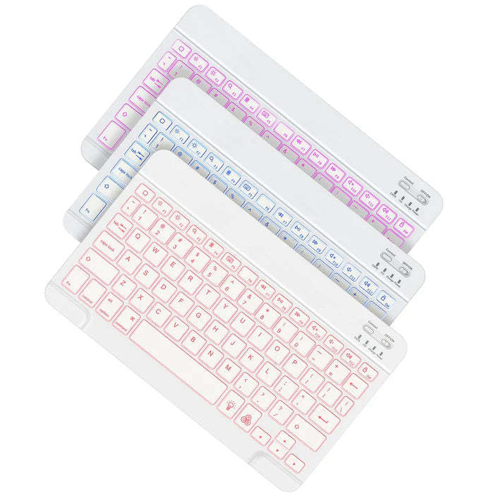 Wireless Bluetooth Keyboard with 7-Color LED Backlight, Compact and Po