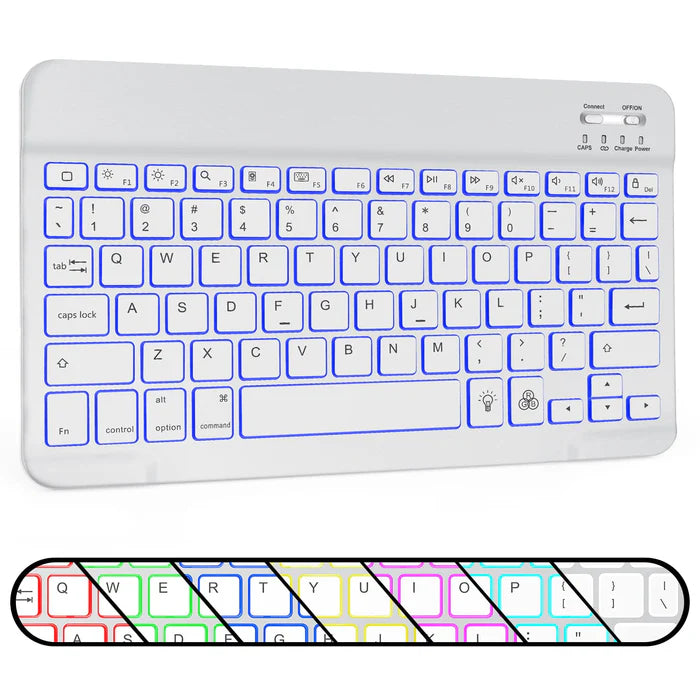 Wireless Bluetooth Keyboard with 7-Color LED Backlight, Compact and Portable, Perfect