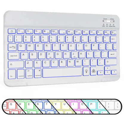 Wireless Bluetooth Keyboard with 7-Color LED Backlight, Compact and Portable, Perfect
