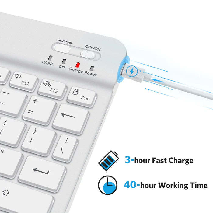 Wireless Bluetooth Keyboard with 7-Color LED Backlight, Compact and Portable, Perfect