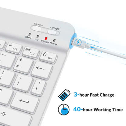 Wireless Bluetooth Keyboard with 7-Color LED Backlight, Compact and Portable, Perfect