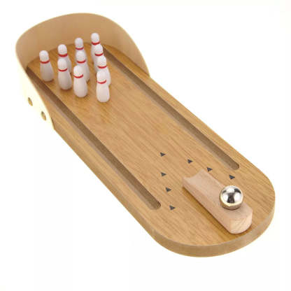 Desktop Wooden Mini Arcade Bowling Game – Classic Fun Portable Set