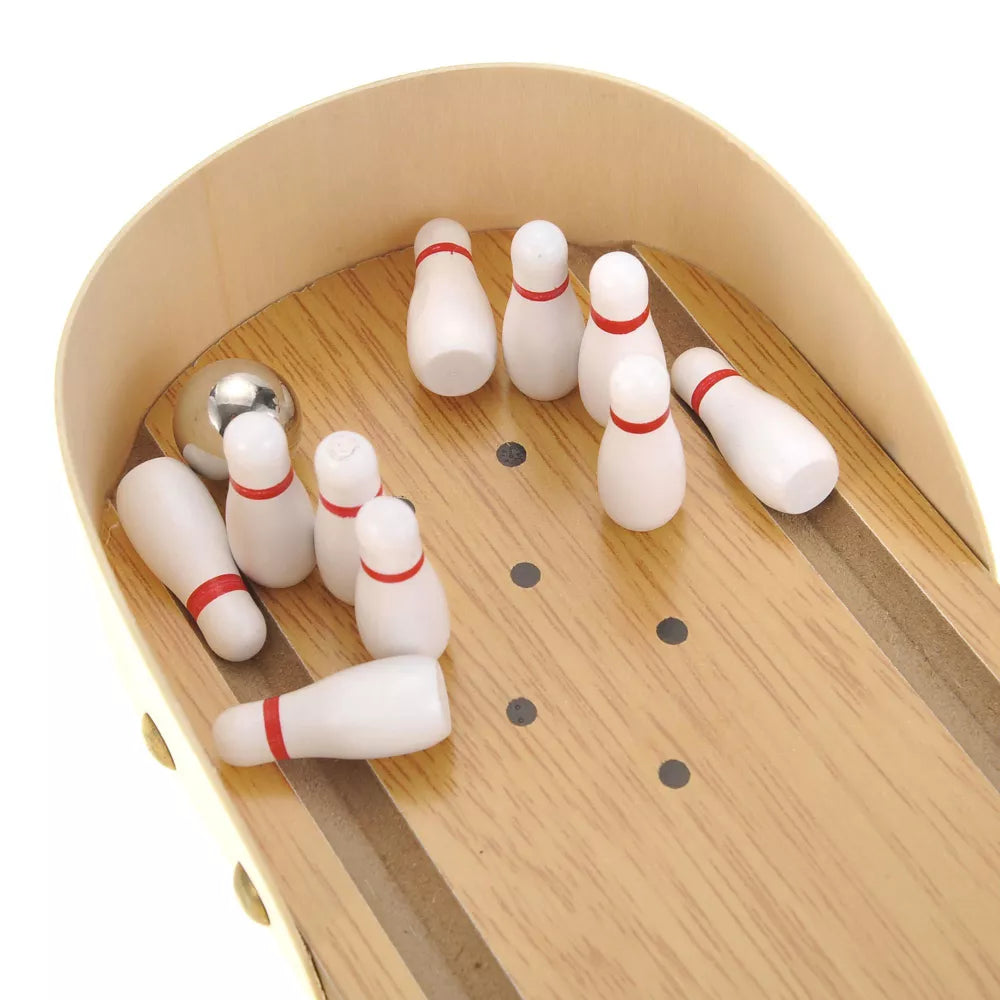 Desktop Wooden Mini Arcade Bowling Game – Classic Fun Portable Set