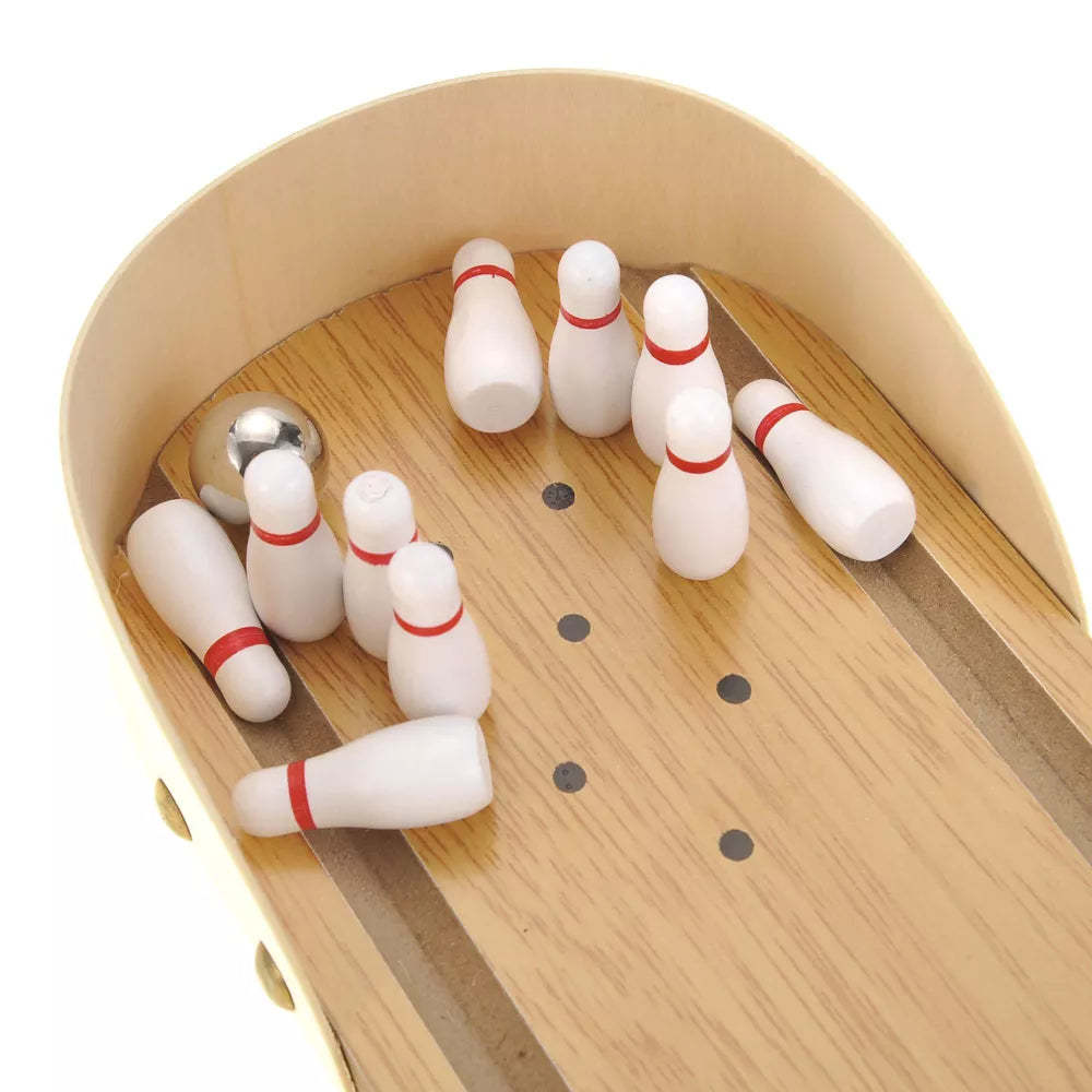 Desktop Wooden Mini Arcade Bowling Game – Classic Fun Portable Set