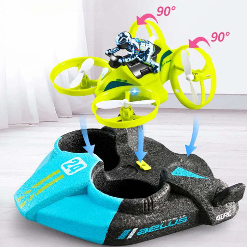 3-in-1 Remote-Controlled Hovercraft Drone Racer – Fly, Race, and Sail Across Land, Air