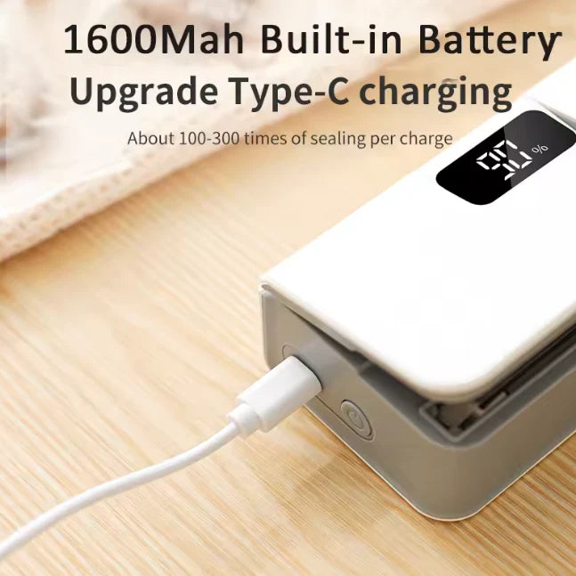 Mini Sealer Machine – Rechargeable Portable Sealing and Cutting Tool with LED Battery Display