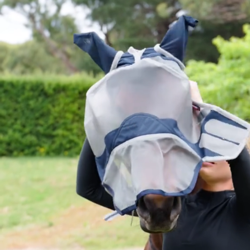 Horse Fly Mask – Full Face UV Protection with Breathable Bamboo Lining