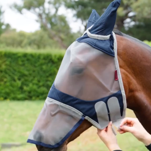 Horse Fly Mask – Full Face UV Protection with Breathable Bamboo Lining