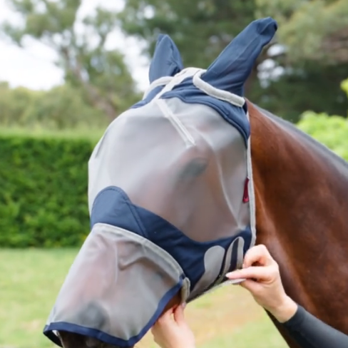 Horse Fly Mask – Full Face UV Protection with Breathable Bamboo Lining