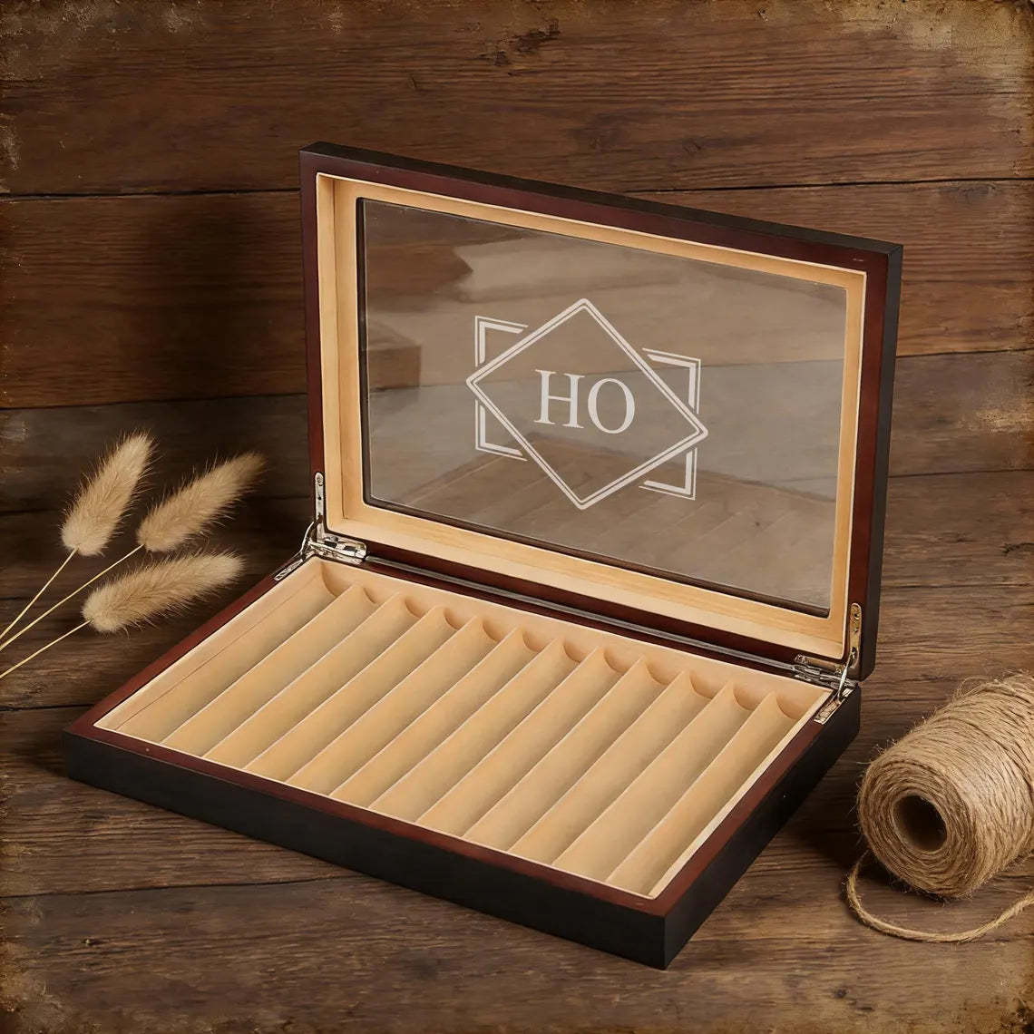 Two Layers 23 Slots Black Pen Case – Custom Wooden Pen Box & Desk Organizer