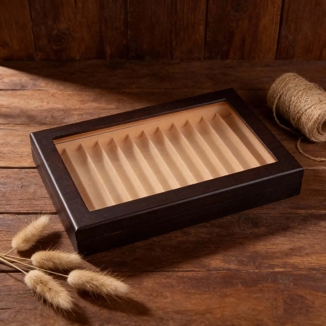 Two Layers 23 Slots Black Pen Case – Custom Wooden Pen Box & Desk Organizer