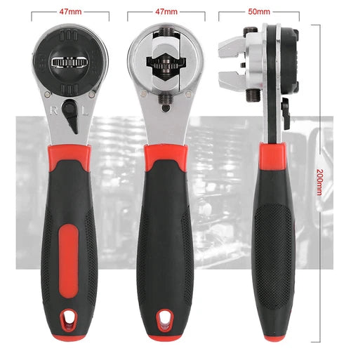 Adjustable Ratchet Socket Wrench – Metric & SAE with Quick Release