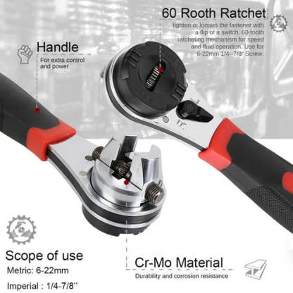 Adjustable Ratchet Socket Wrench – Metric & SAE with Quick Release