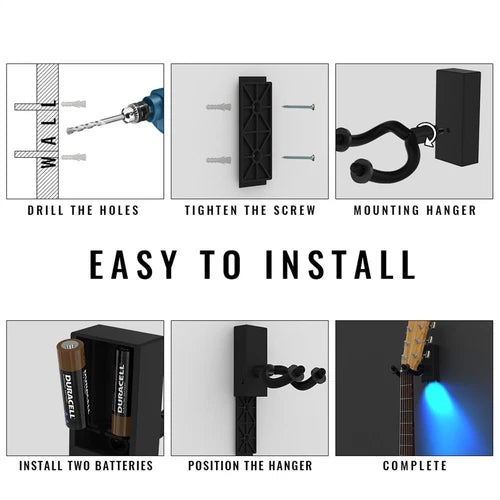 LED Guitar Wall Mount Hanger – Illuminated Display for Guitar & Bass